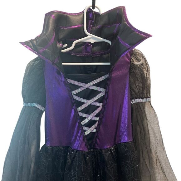 🕷️ Girls Purple & Black Spider Web Witch / Vampire Costume Dress - Picture 4 of 4